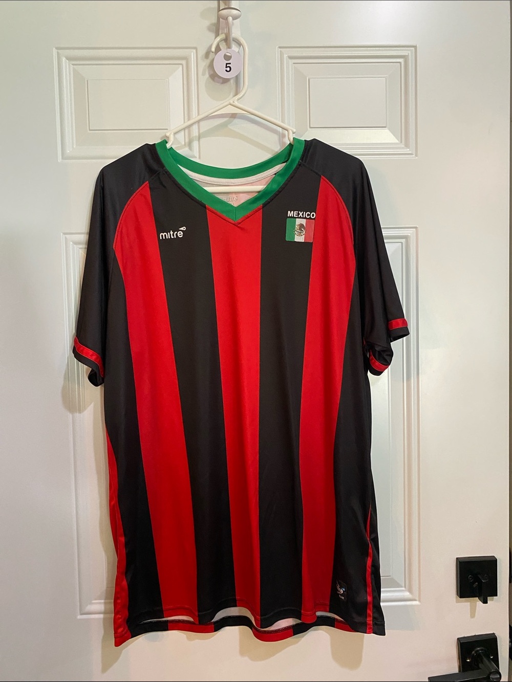 Mitre Mexico Men's Red & Black Striped Jersey